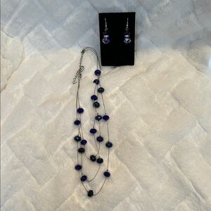 Elegant Blue and Silver Necklace and Earring Set